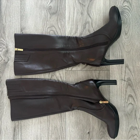 Aquatalia Tall Dark Brown Heeled Boots - Picture 2 of 3